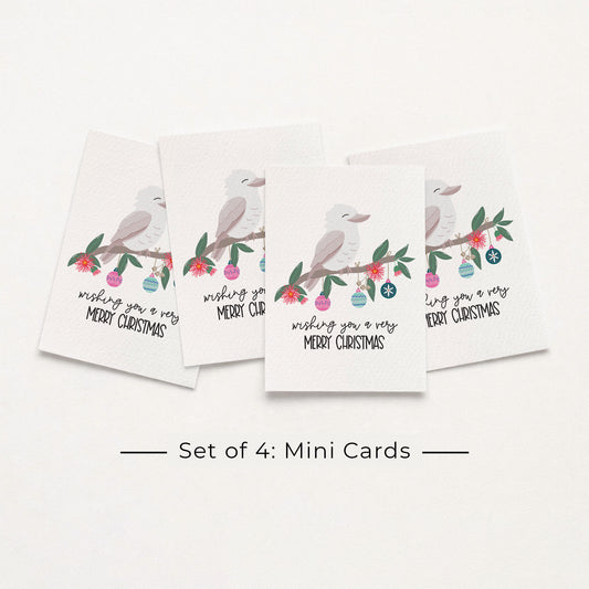Set of 4: MINI Cards: Christmas Kookaburra