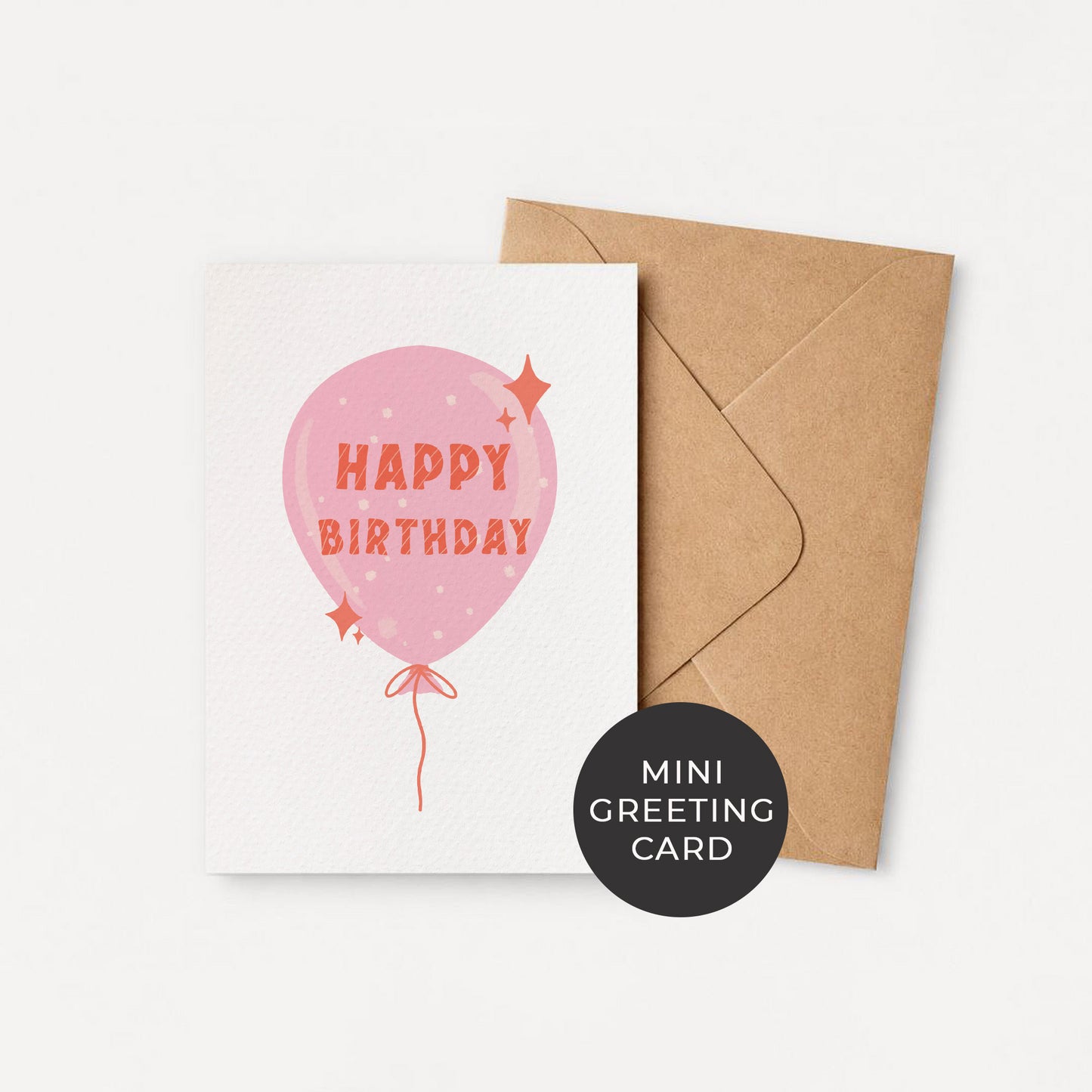 Set of 4: MINI Cards: Pink Birthday Balloon