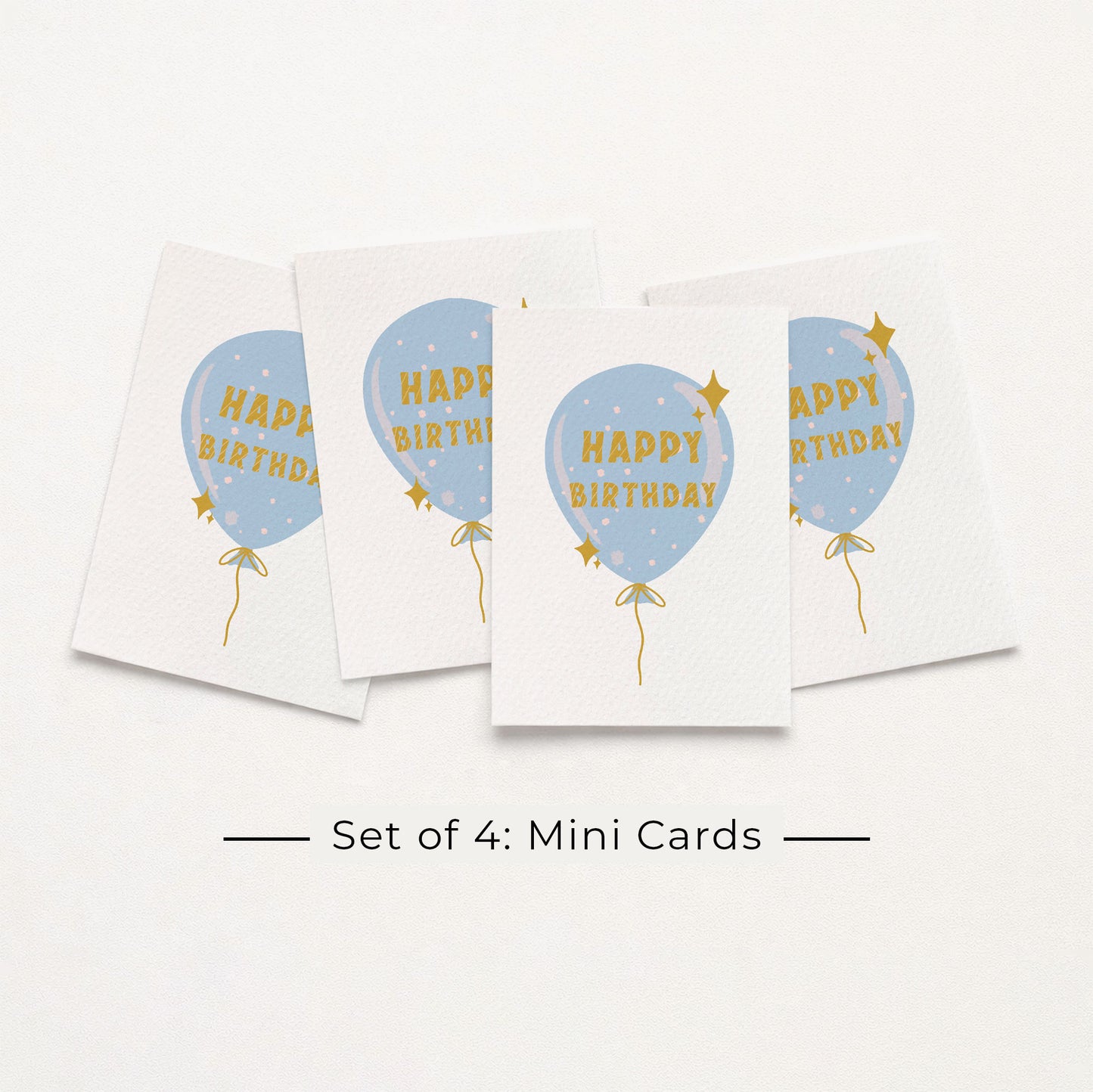 Set of 4: MINI Cards: Blue Birthday Balloon