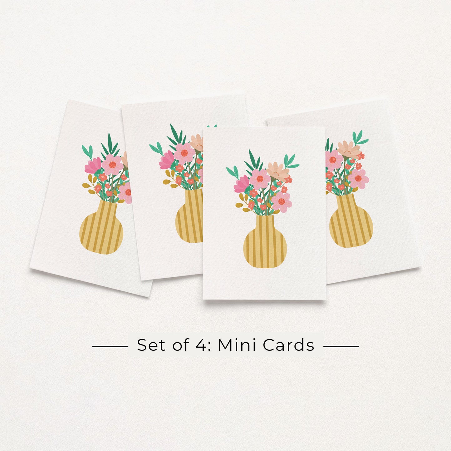 Set of 4: MINI Cards: Yellow Vase of Flowers