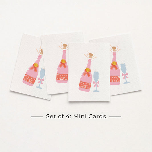 Set of 4: MINI Cards: Champagne