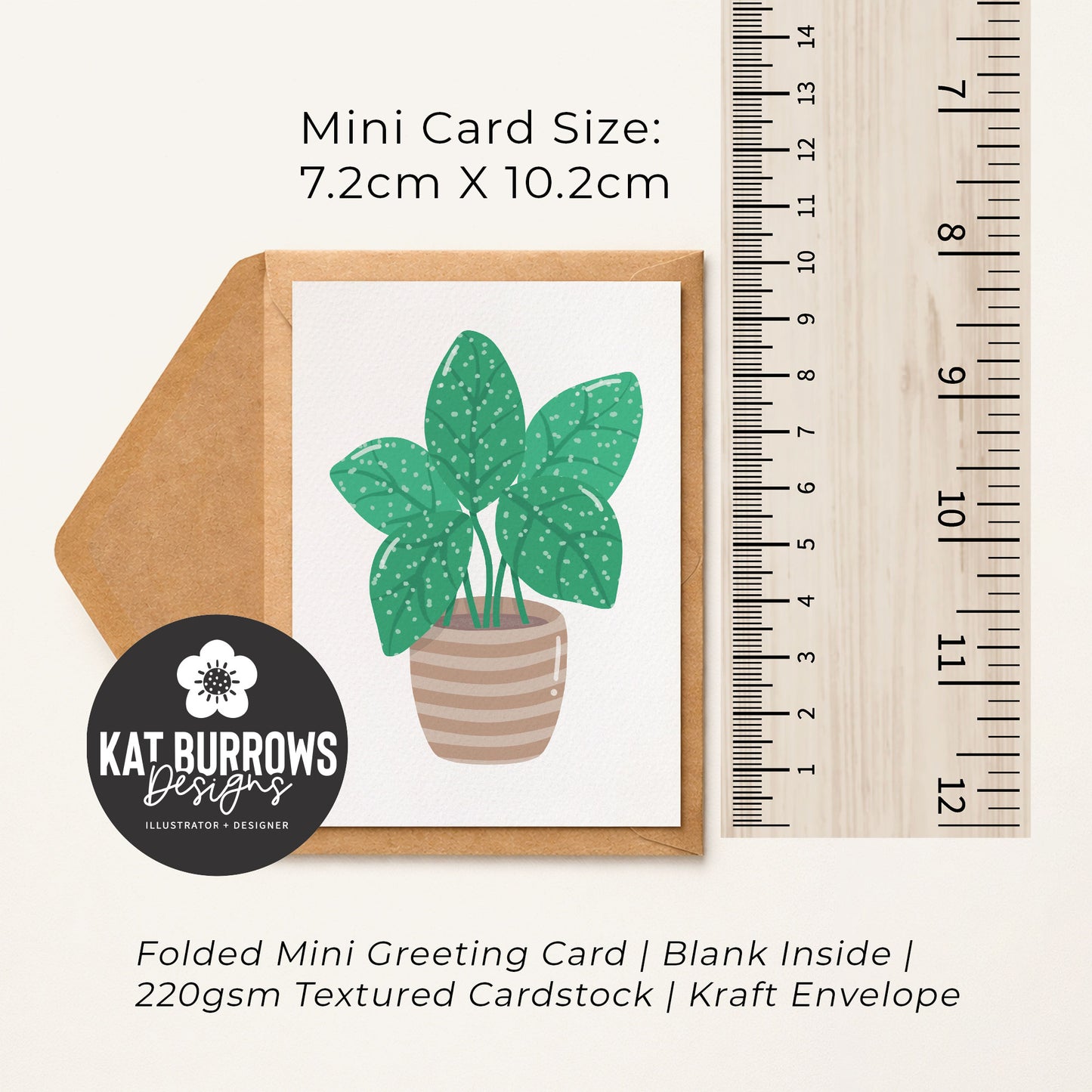 Set of 4: MINI Cards: Pot Plant