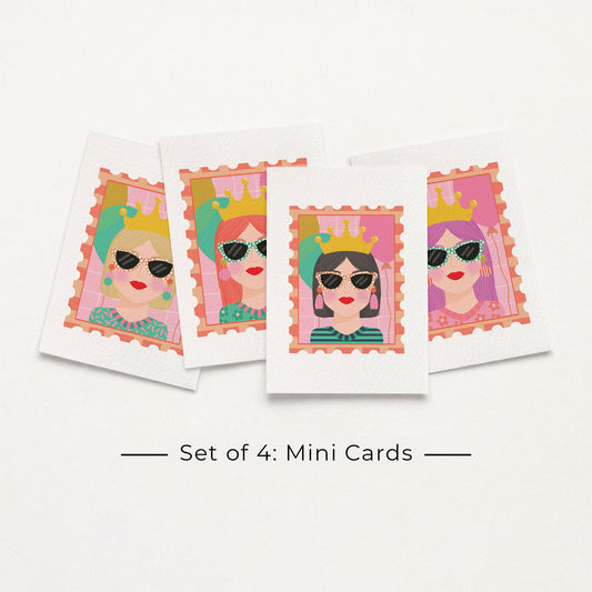 Set of 4: MINI Cards: Birthday Queen