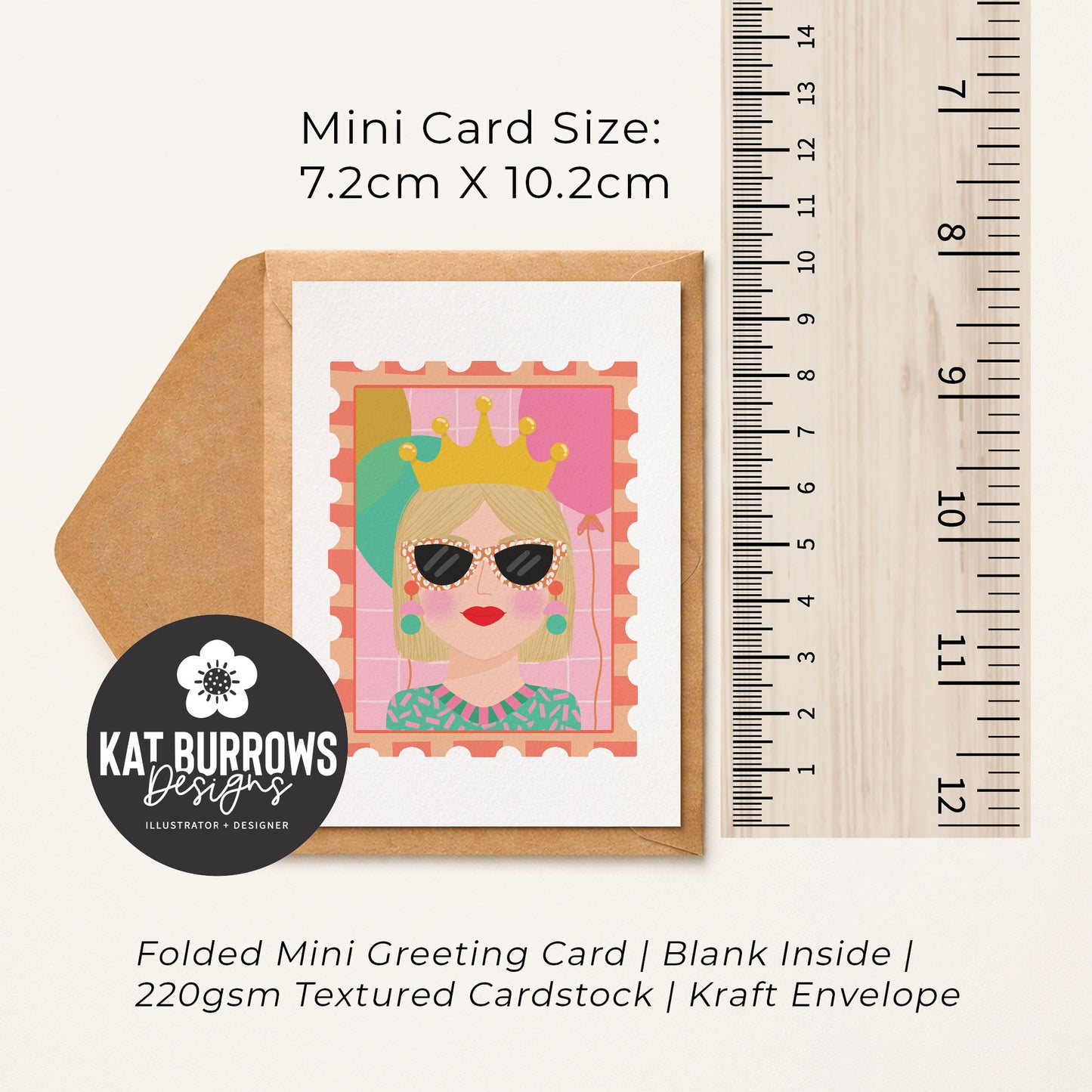 Set of 4: MINI Cards: Birthday Queen