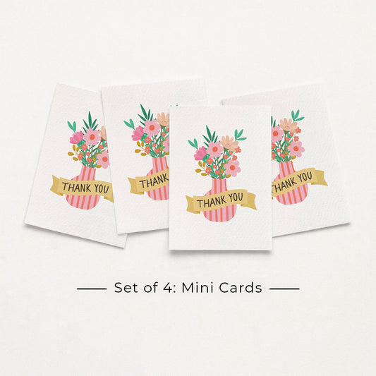 Set of 4: MINI Cards: Vase of Flowers