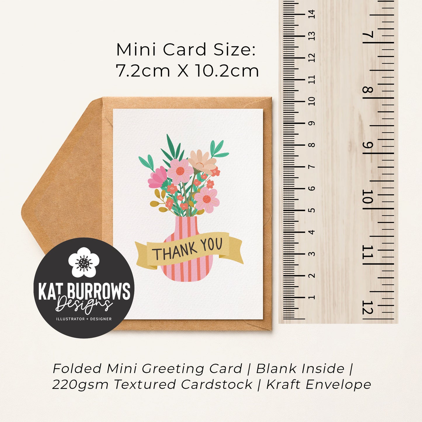 Single (1): MINI Card: Vase of Flowers