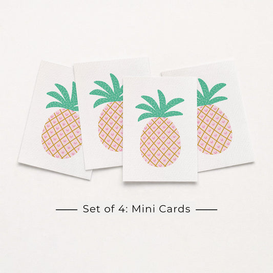 Set of 4: MINI Cards: Pineapple