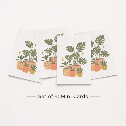 Set of 4: MINI Cards: Indoor Plants