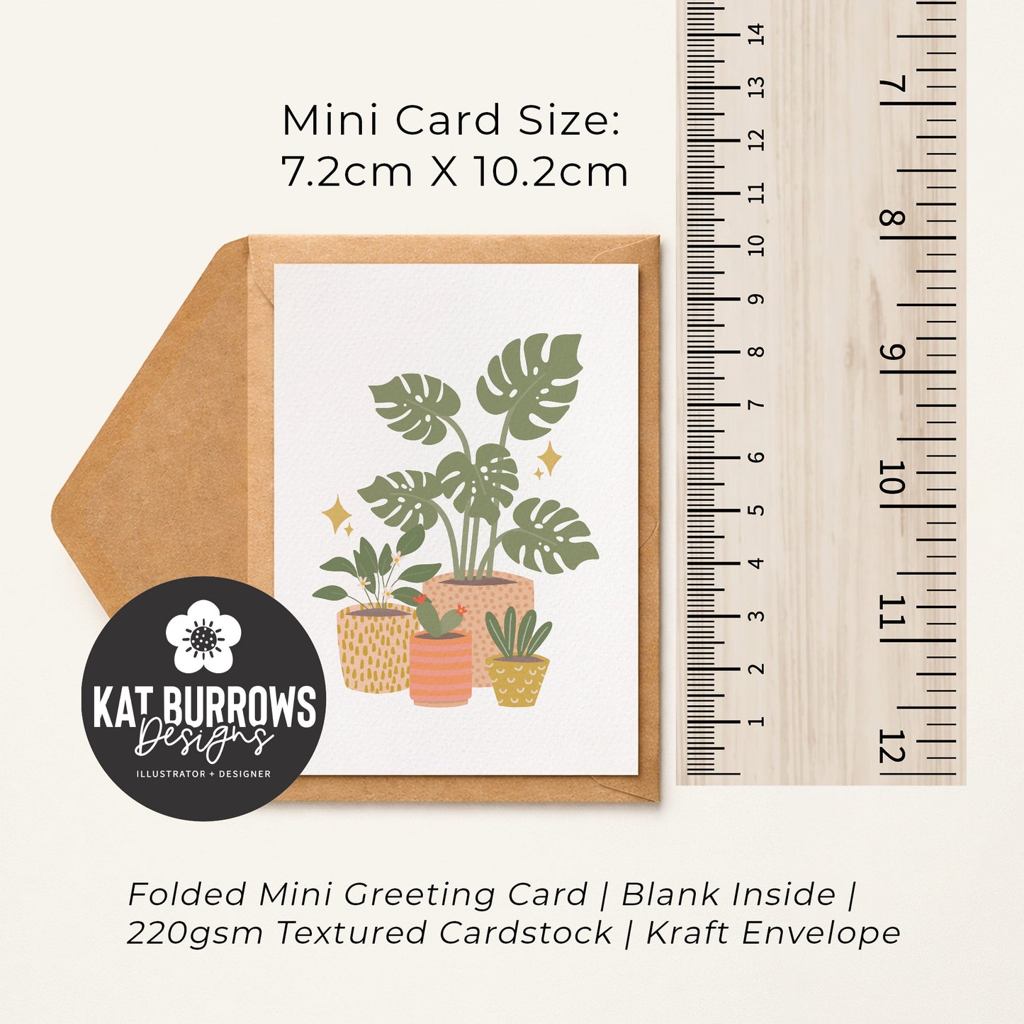 Set of 4: MINI Cards: Indoor Plants
