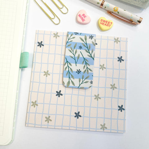 Bookmark Card: Leaves on Blue