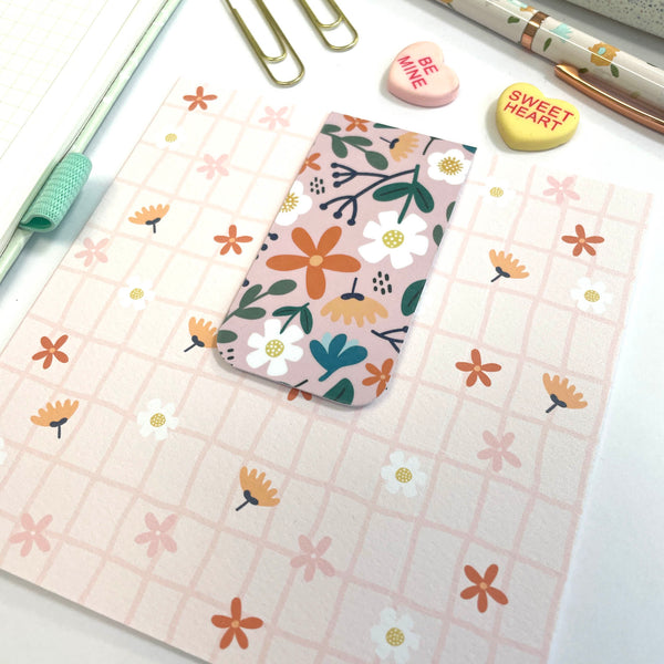 Bookmark Card: Florals on Pink