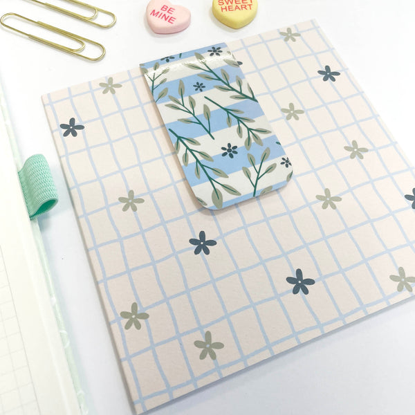 Bookmark Card: Leaves on Blue