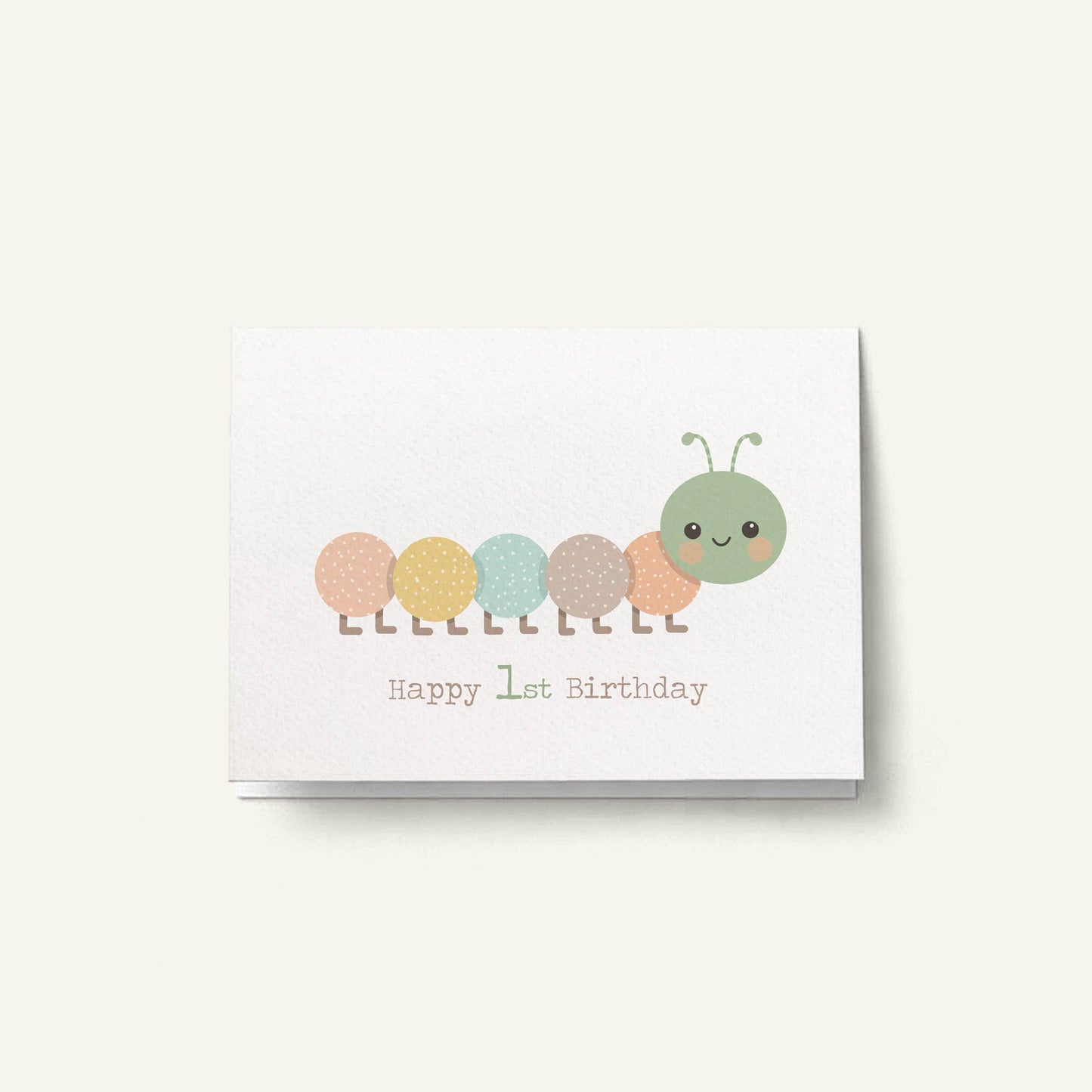 Green Caterpillar 1st Birthday Card