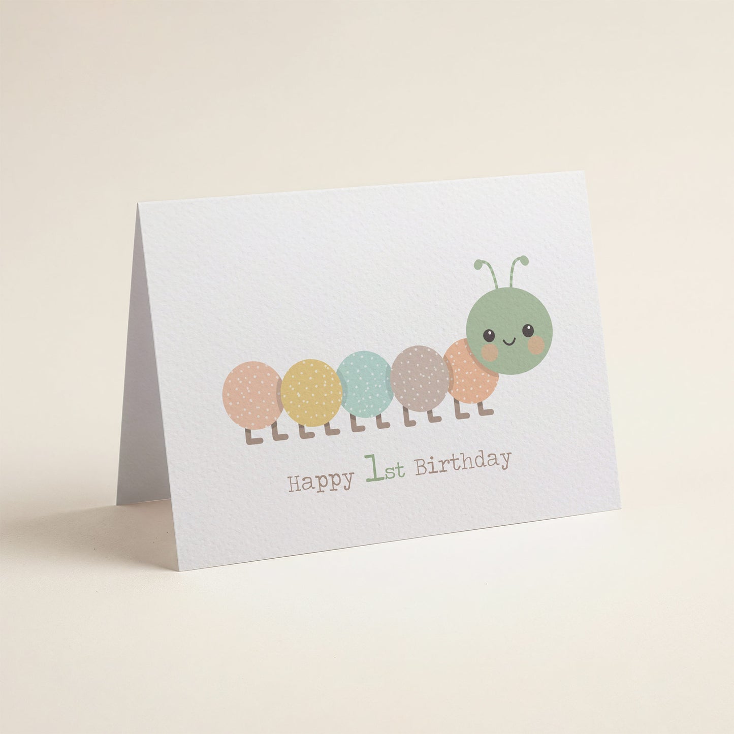 Green Caterpillar 1st Birthday Card
