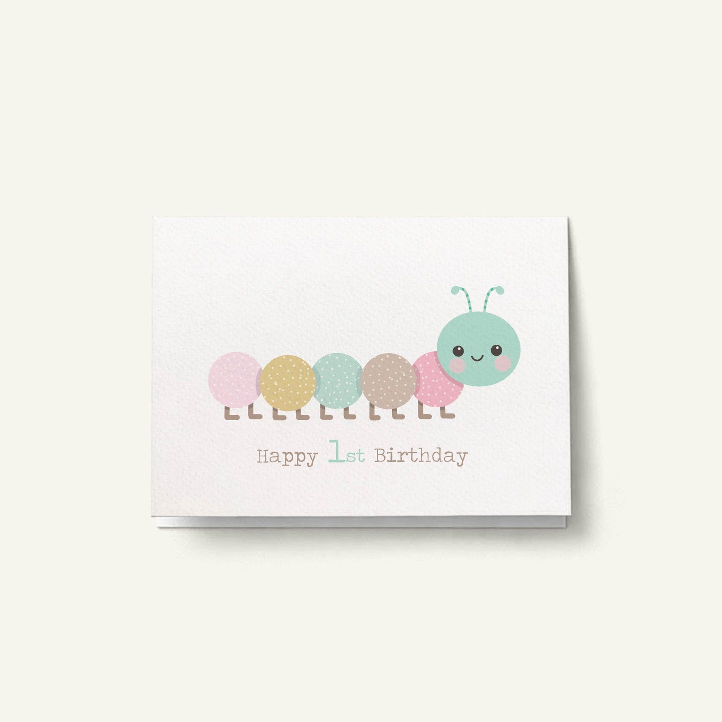 Pink Caterpillar 1st Birthday Card