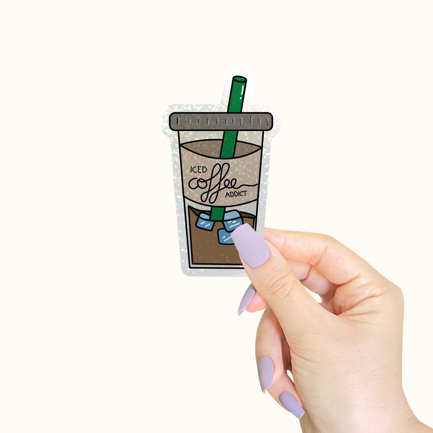 Die Cut Sticker: Iced Coffee Addict