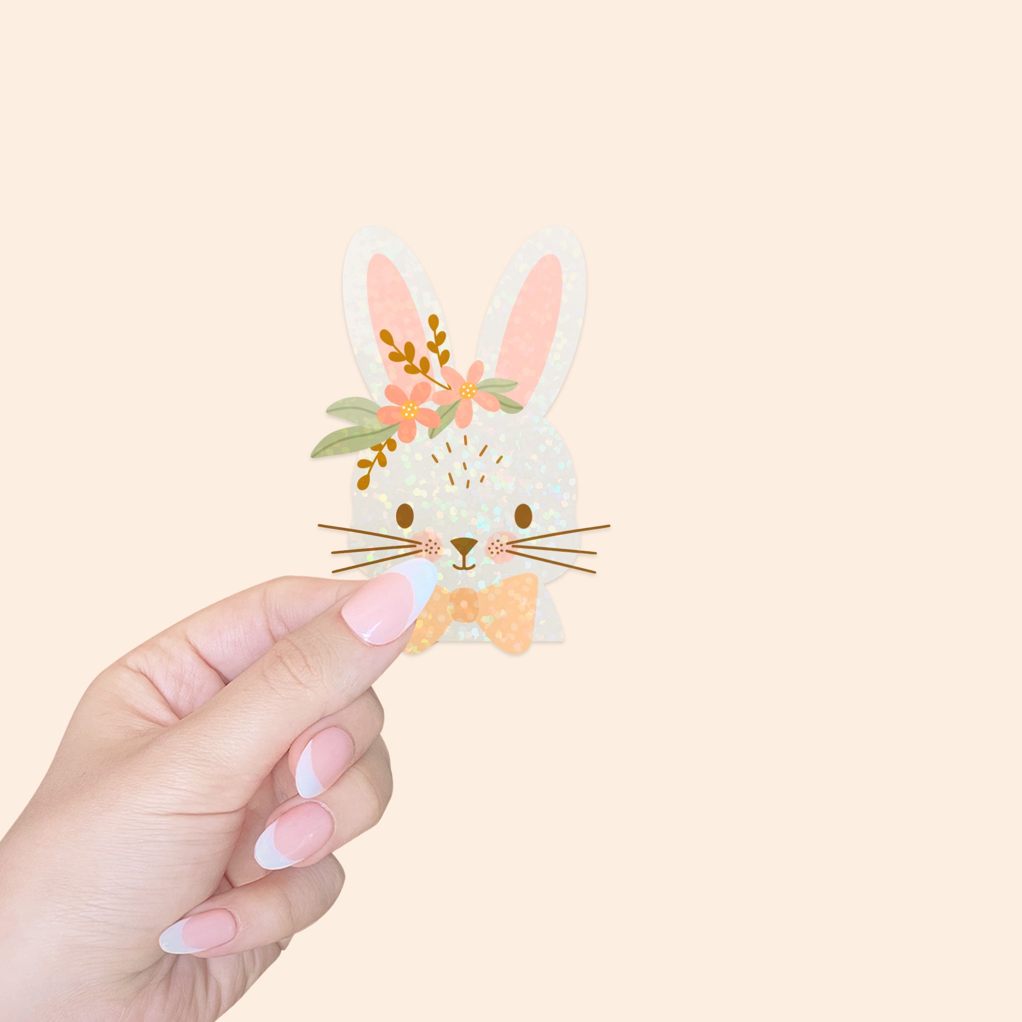 Die Cut Sticker: Bunny and Blooms