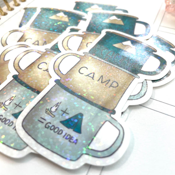 Die Cut Sticker: Camping Mugs