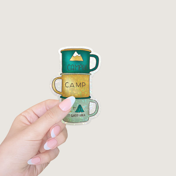 Die Cut Sticker: Camping Mugs