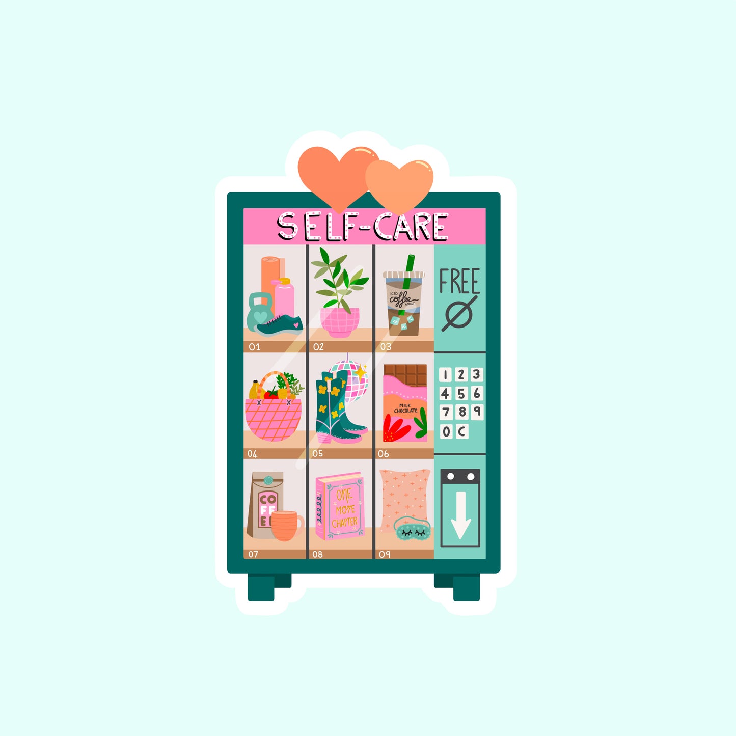 Die Cut Sticker: Green Self-Care Vending Machine