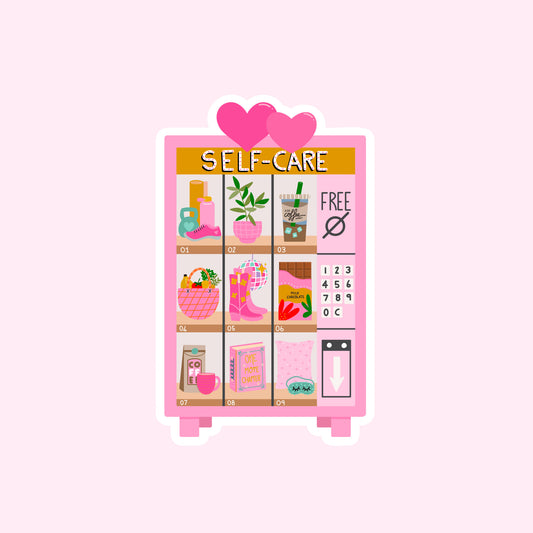 Die Cut Sticker: Pink Self-Care Vending Machine