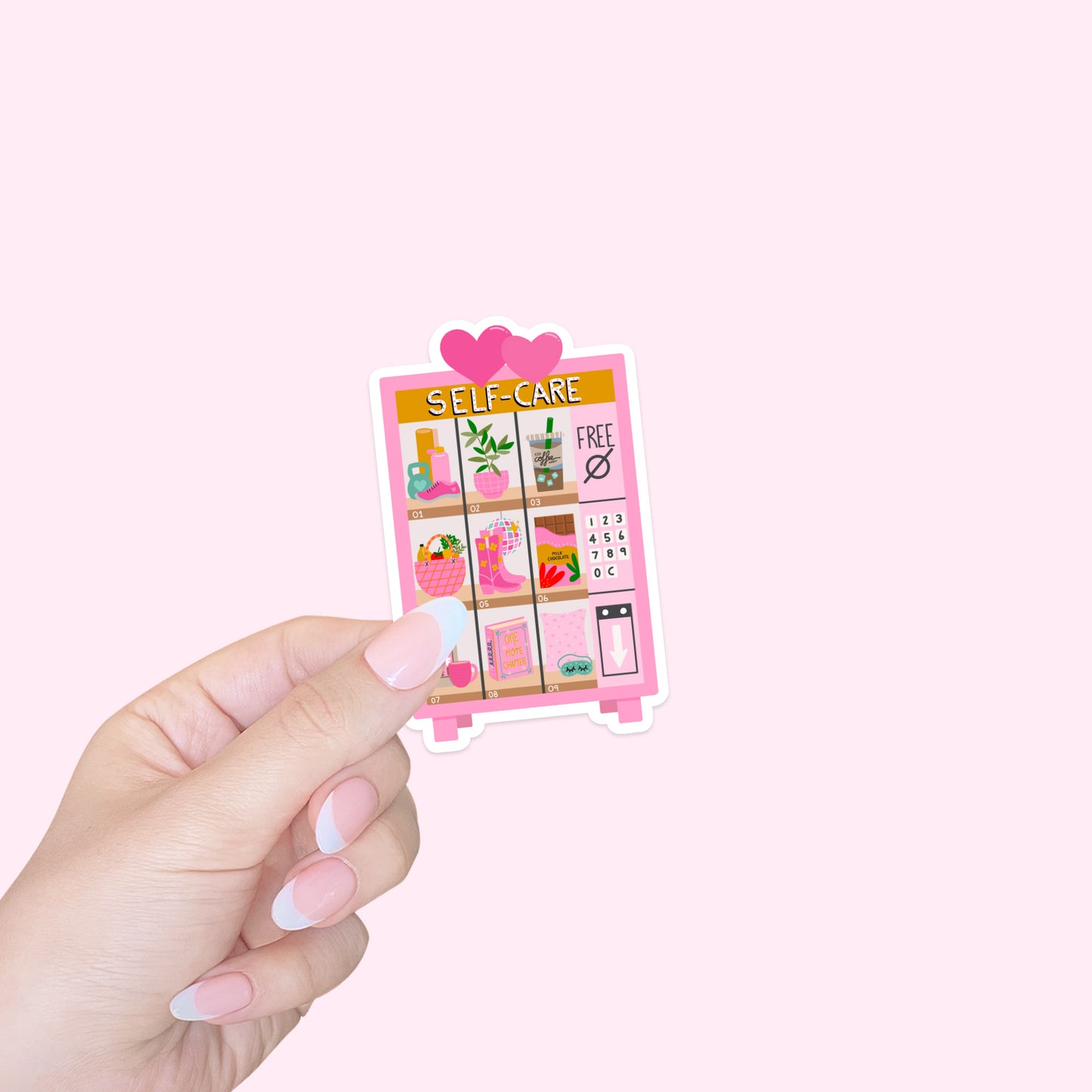 Die Cut Sticker: Pink Self-Care Vending Machine