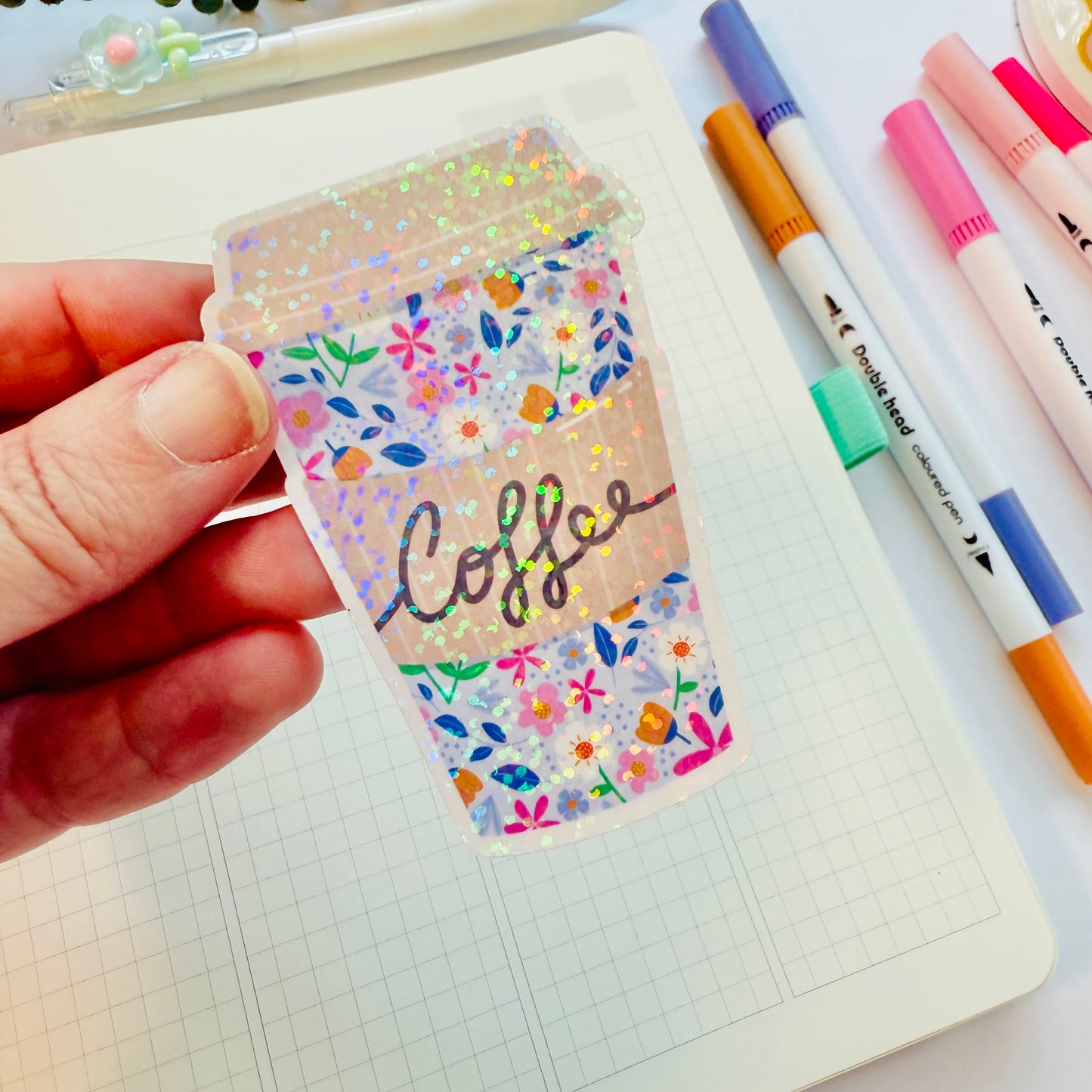 Die Cut Sticker: Lilac Floral Takeaway Coffee Cup