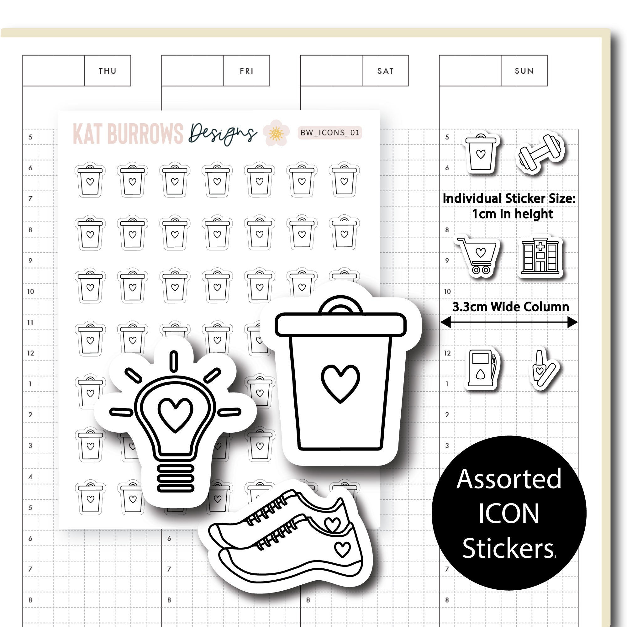 Minimal Icon Planner Stickers for your Happy Planner, Erin Condren ...