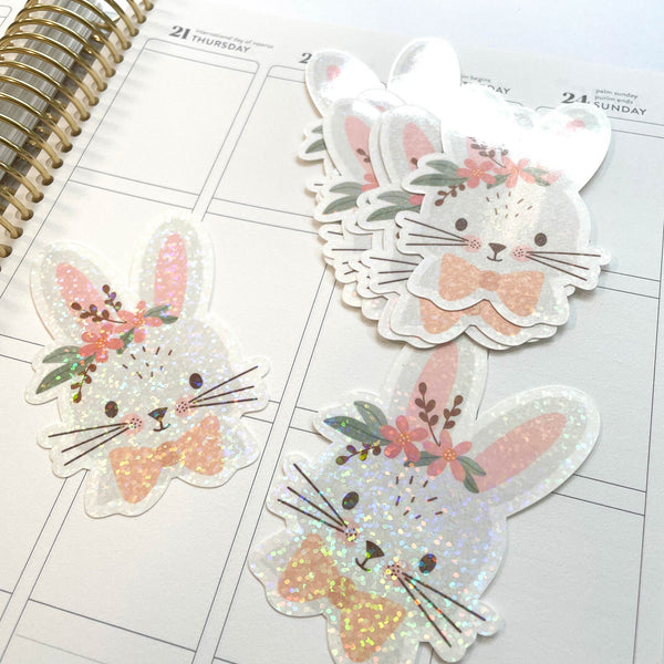 Die Cut Sticker: Bunny and Blooms