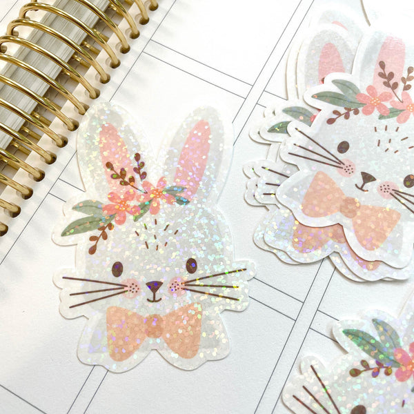 Die Cut Sticker: Bunny and Blooms