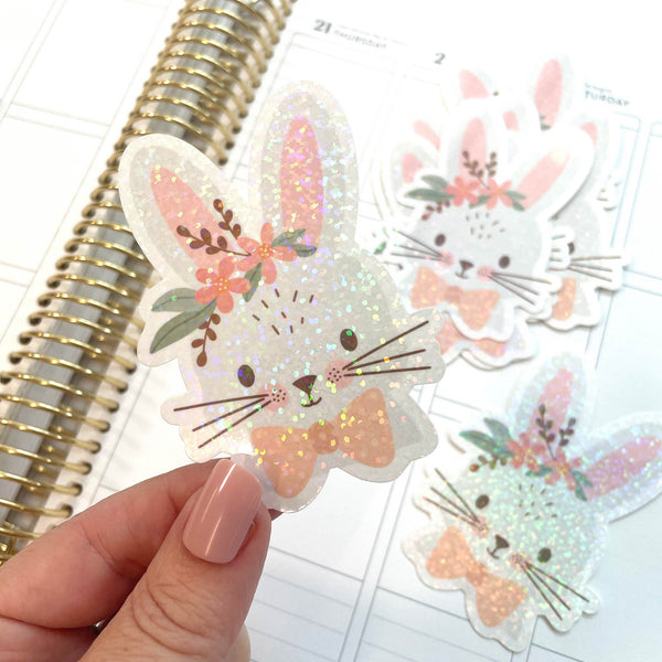 Die Cut Sticker: Bunny and Blooms