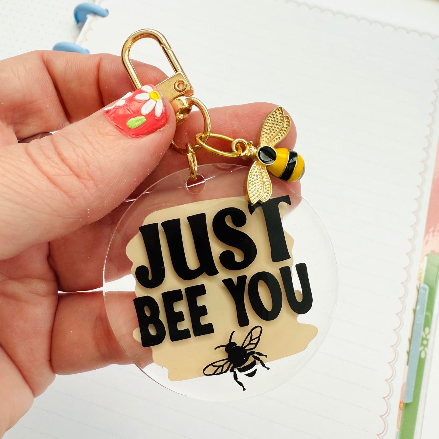 Round Keychain: Just Bee You