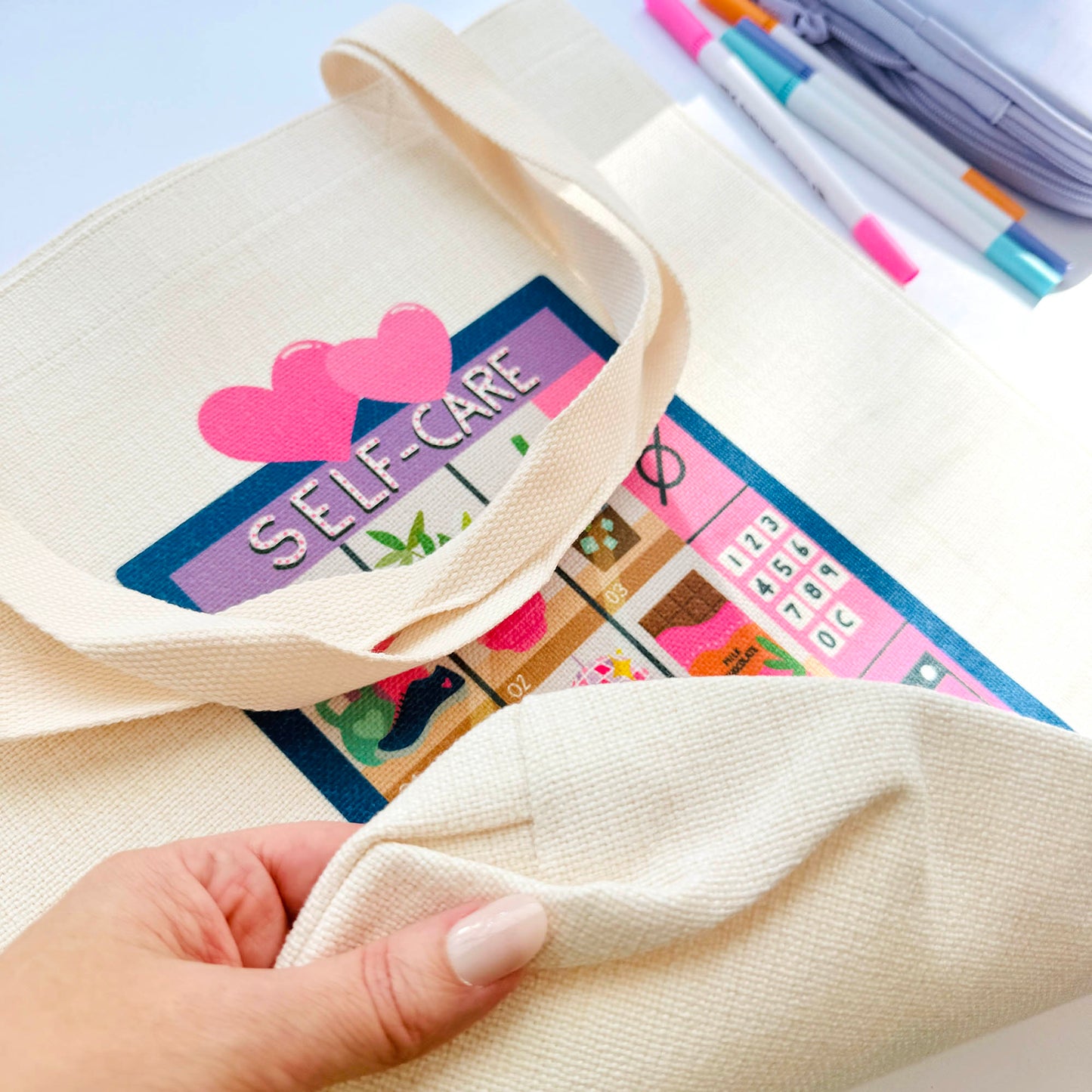 Canvas Tote Bag: Self-Care Vending Machine