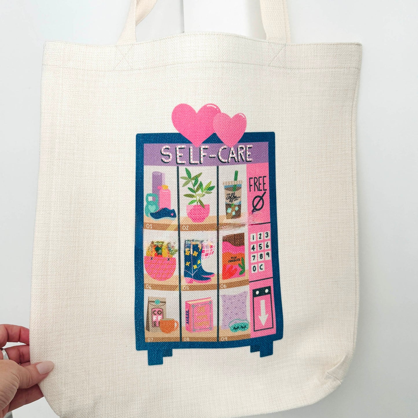 Canvas Tote Bag: Self-Care Vending Machine