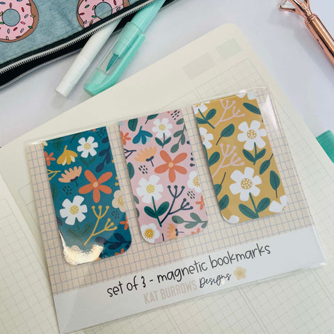 Magnetic Bookmark: Set of 3 Florals