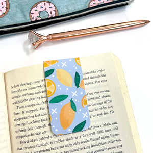 Magnetic Bookmark: Lemons on Blue