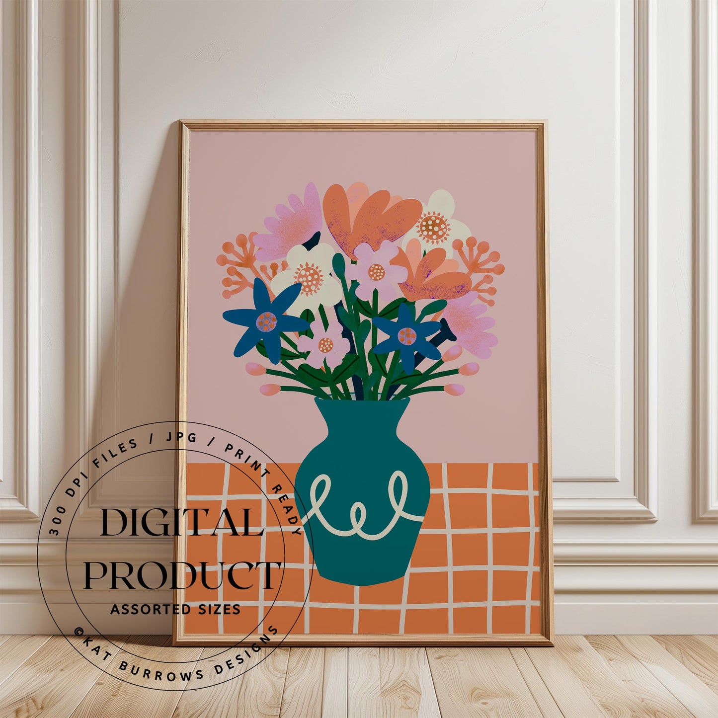Digital Art Print: Vase of Flowers Green