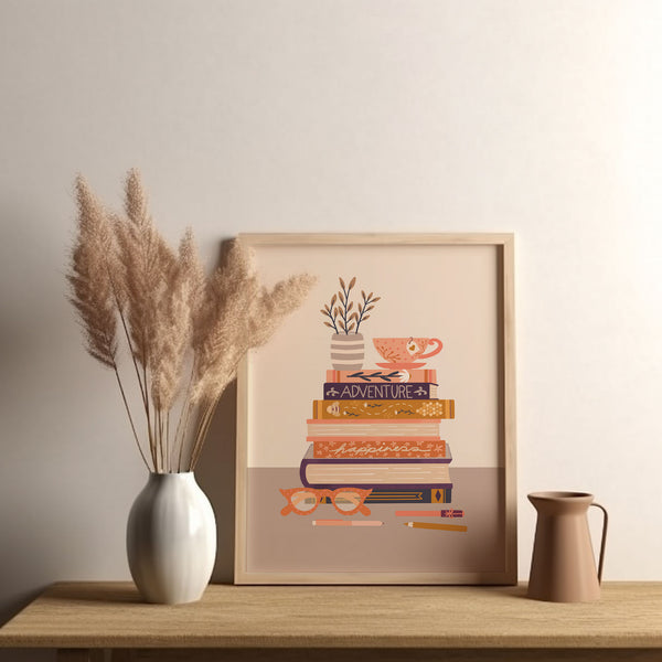 Digital Art Print: Bookish Sunset