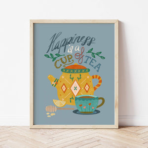 Art Print: Tea Quote on Blue