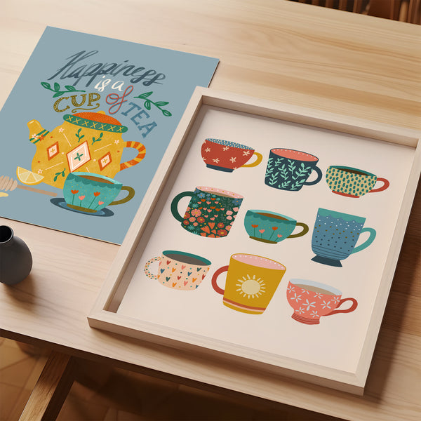 Art Print: Tea Quote on Blue