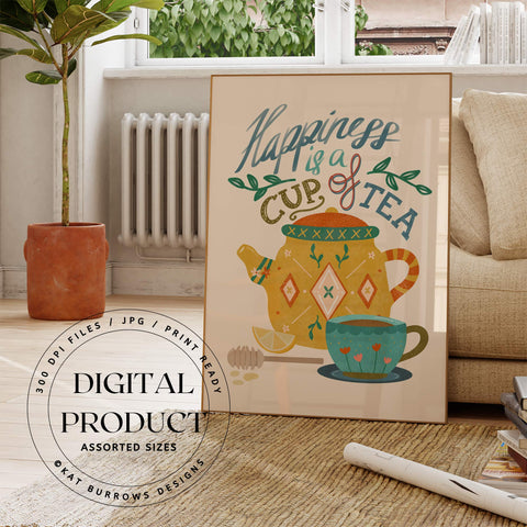 Digital Art Print: Tea Quote on Cream