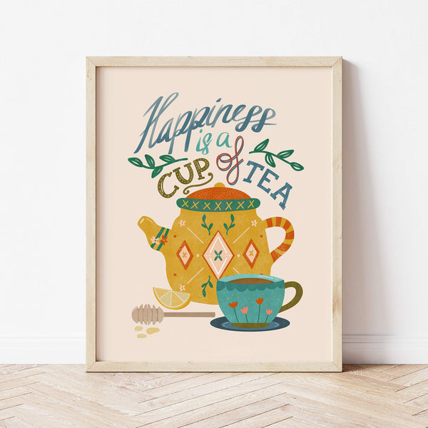 Digital Art Print: Tea Quote on Cream