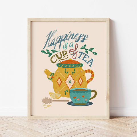 Art Print: Tea Quote on Cream