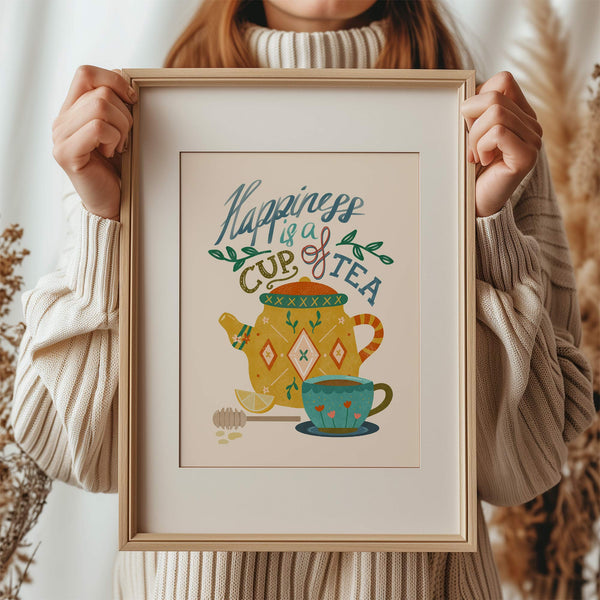 Art Print: Tea Quote on Cream