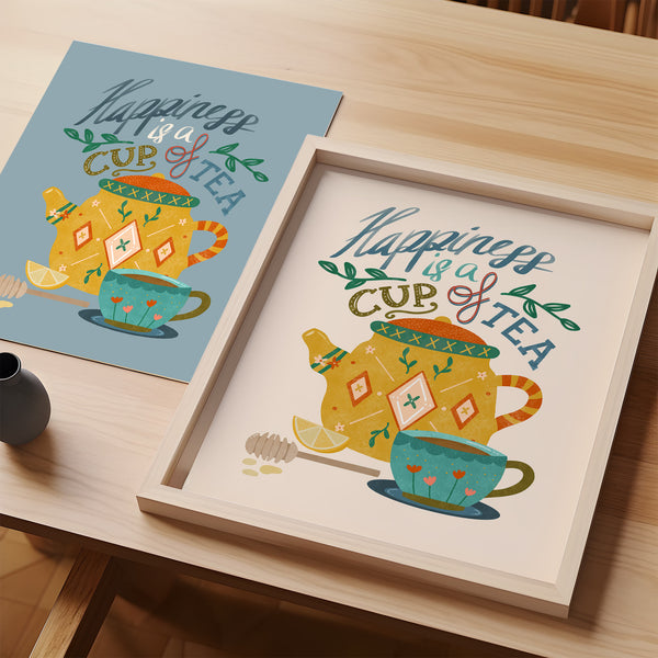 Art Print: Tea Quote on Cream