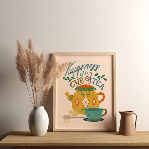 Art Print: Tea Quote on Cream