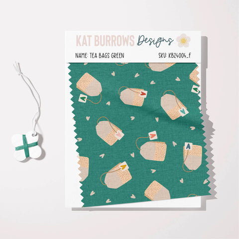 Digital Seamless Pattern: Tea Bags Green