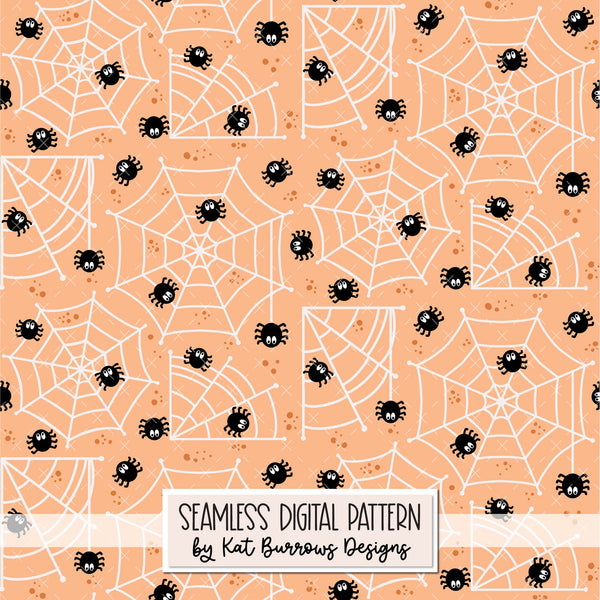 Digital Seamless Pattern: Halloween Spider Webs