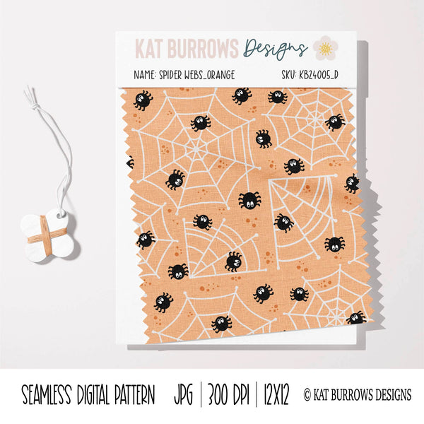 Digital Seamless Pattern: Halloween Spider Webs
