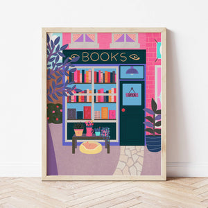 Art Print: Book Store Pink